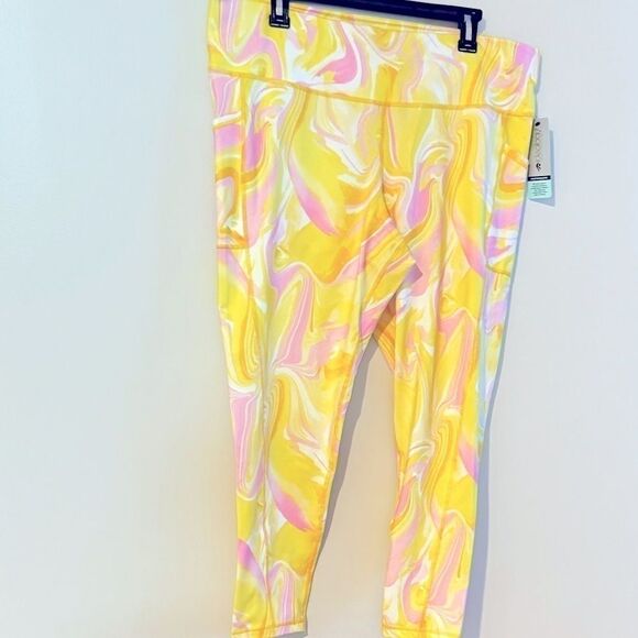 ID IDEOLOGY Compression Watercolor Whirl 7/8 Leggings, High-Rise Side-Pocket 2X - Picture 5 of 7